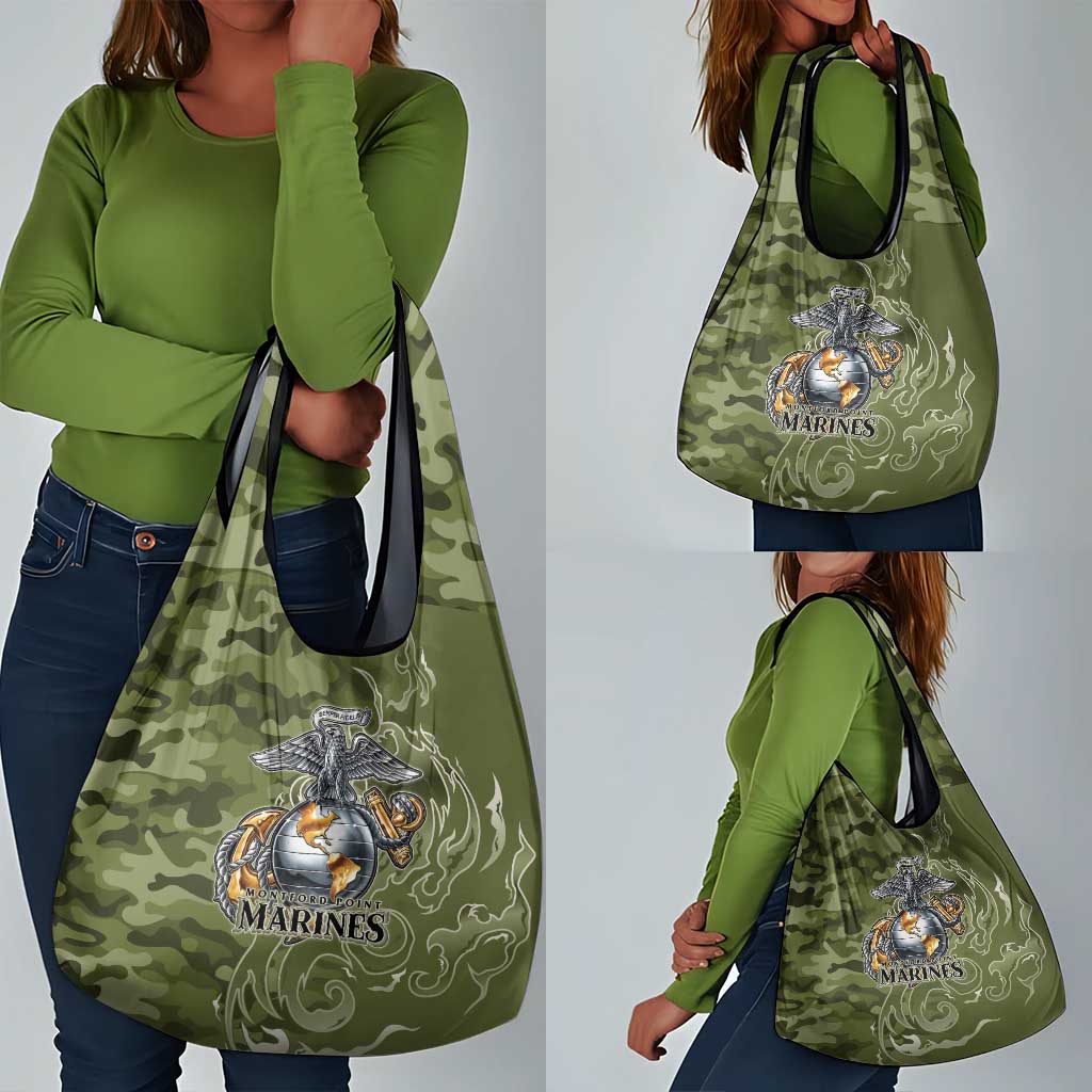 Montford Point Marines Grocery Bag Flame Fire Military Green Camo