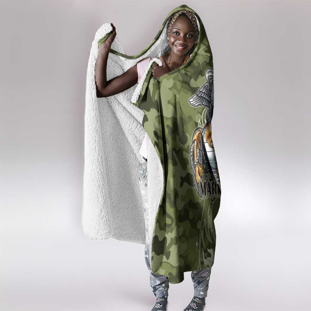 Montford Point Marines Hooded Blanket Flame Fire Military Green Camo