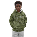 Montford Point Marines Kid Hoodie Flame Fire Military Green Camo