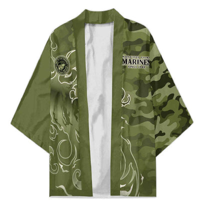 Montford Point Marines Kimono Flame Fire Military Green Camo