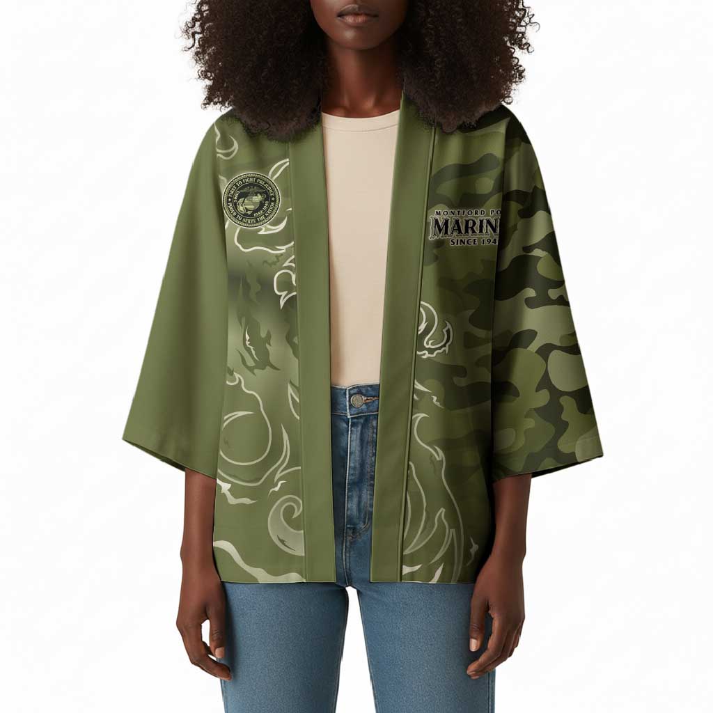 Montford Point Marines Kimono Flame Fire Military Green Camo
