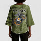 Montford Point Marines Kimono Sleeve Blouse Flame Fire Military Green Camo