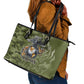 Montford Point Marines Leather Tote Bag Flame Fire Military Green Camo