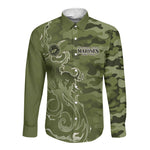 Montford Point Marines Long Sleeve Button Shirt Flame Fire Military Green Camo