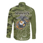 Montford Point Marines Long Sleeve Button Shirt Flame Fire Military Green Camo