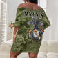 Montford Point Marines Off Shoulder Short Dress Flame Fire Military Green Camo