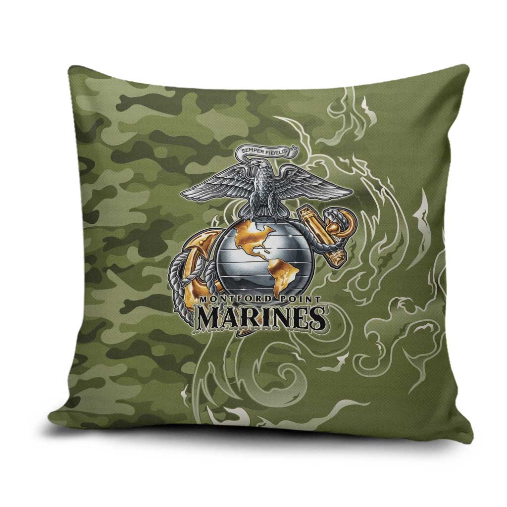 Montford Point Marines Pillow Cover Flame Fire Military Green Camo