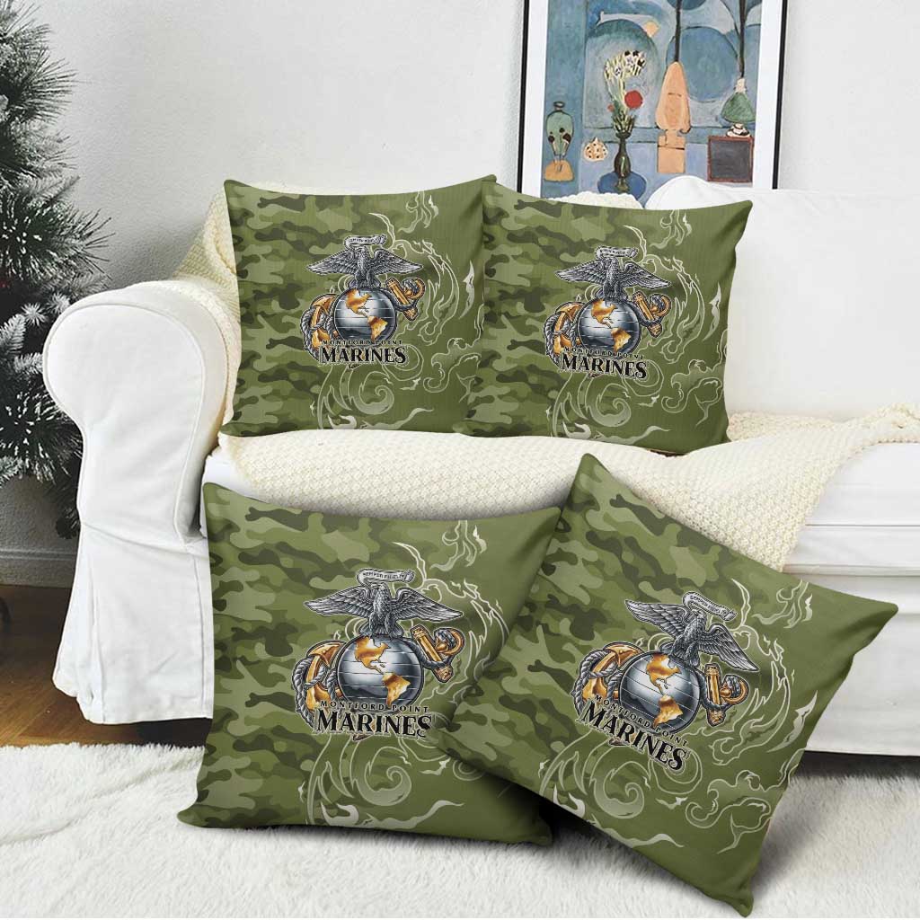 Montford Point Marines Pillow Cover Flame Fire Military Green Camo