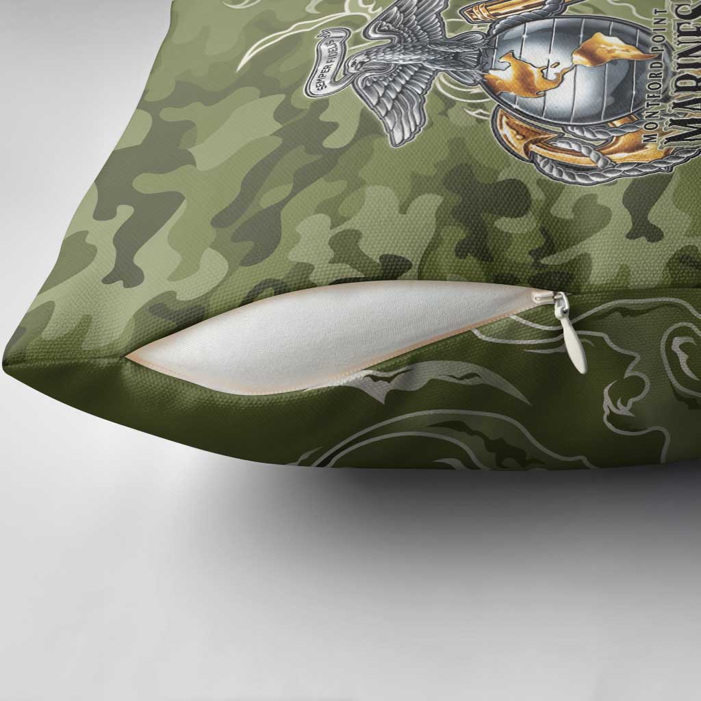 Montford Point Marines Pillow Cover Flame Fire Military Green Camo