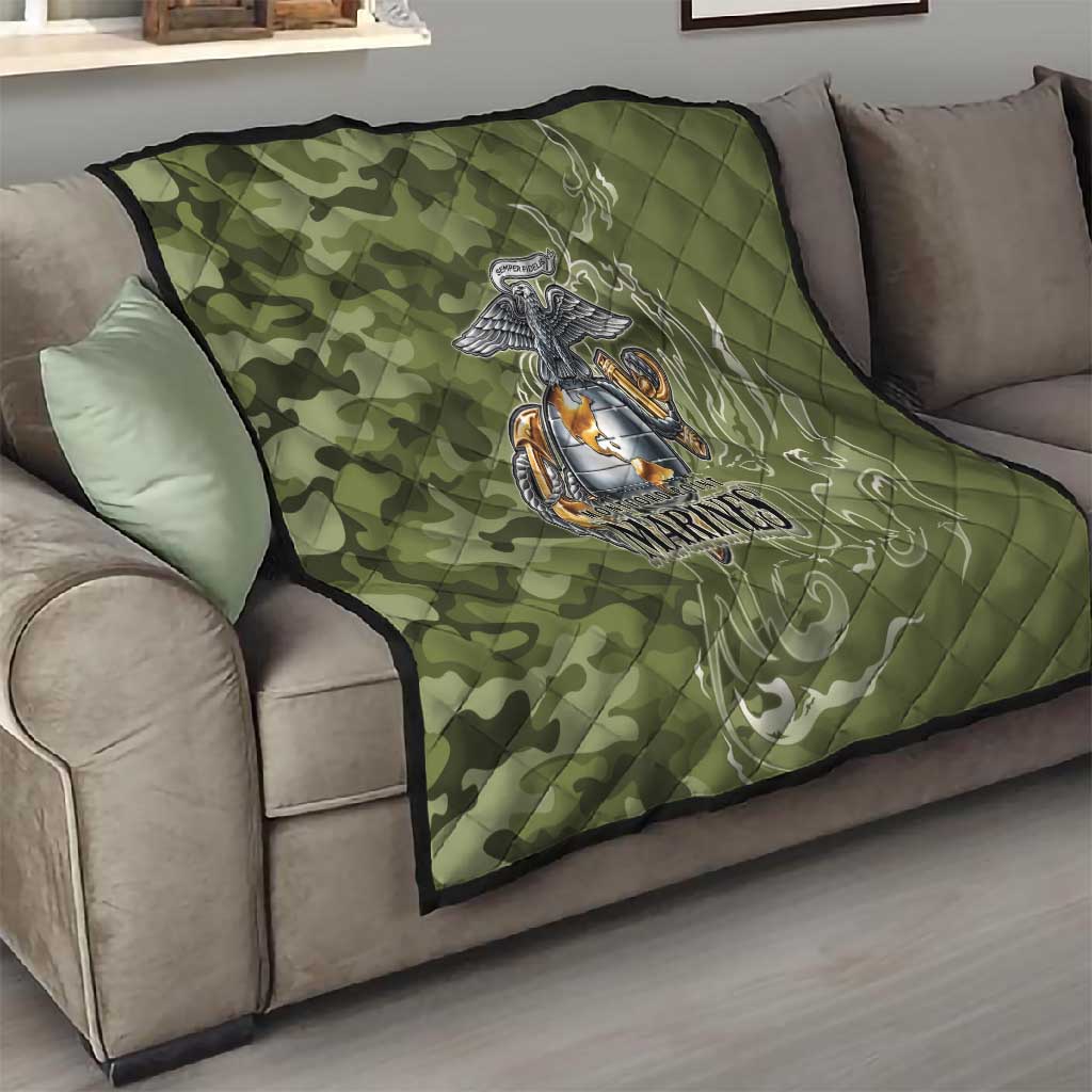 Montford Point Marines Quilt Flame Fire Military Green Camo