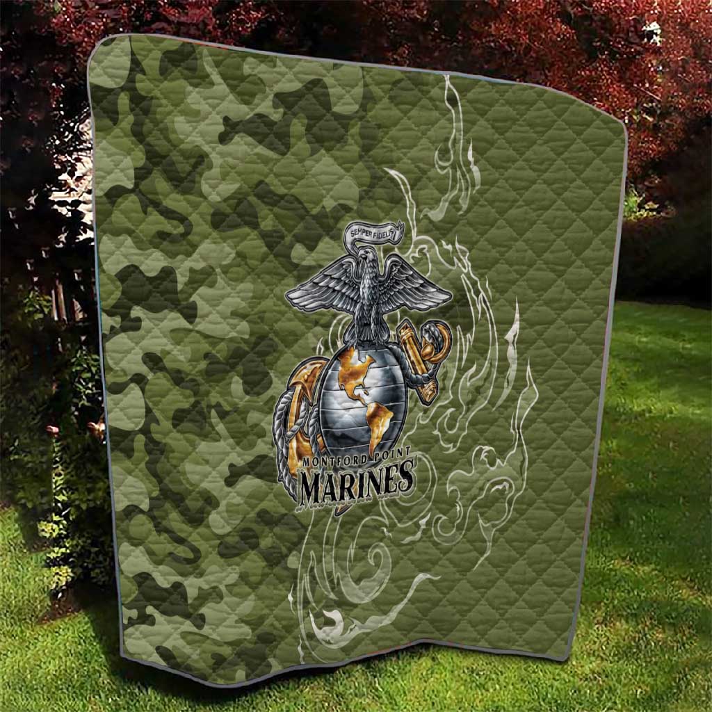 Montford Point Marines Quilt Flame Fire Military Green Camo