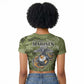 Montford Point Marines Raglan Cropped T shirt Flame Fire Military Green Camo