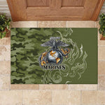 Montford Point Marines Rubber Doormat Flame Fire Military Green Camo