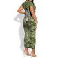 Montford Point Marines Short Sleeve Bodycon Dress Flame Fire Military Green Camo