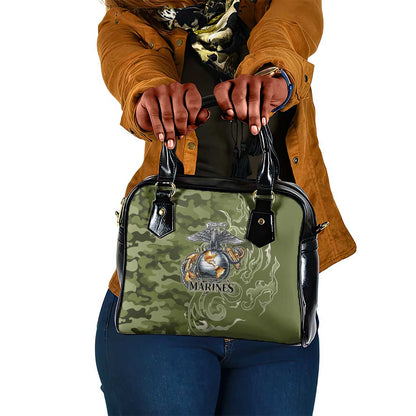 Montford Point Marines Shoulder Handbag Flame Fire Military Green Camo