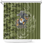Montford Point Marines Shower Curtain Flame Fire Military Green Camo