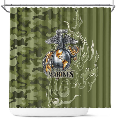 Montford Point Marines Shower Curtain Flame Fire Military Green Camo