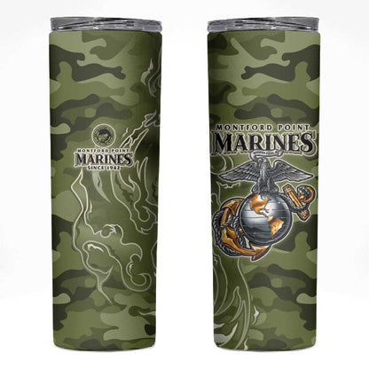 Montford Point Marines Skinny Tumbler Flame Fire Military Green Camo