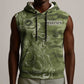 Montford Point Marines Sleeveless Hoodie Flame Fire Military Green Camo