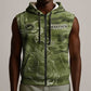 Montford Point Marines Sleeveless Zip Hoodie Flame Fire Military Green Camo