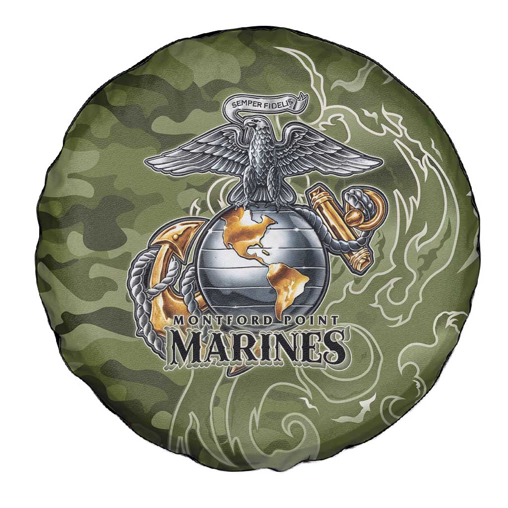 Montford Point Marines Spare Tire Cover Flame Fire Military Green Camo