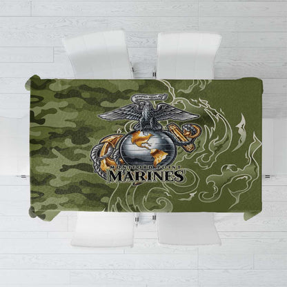 Montford Point Marines Tablecloth Flame Fire Military Green Camo