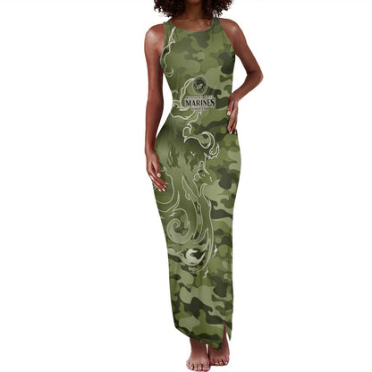 Montford Point Marines Tank Maxi Dress Flame Fire Military Green Camo
