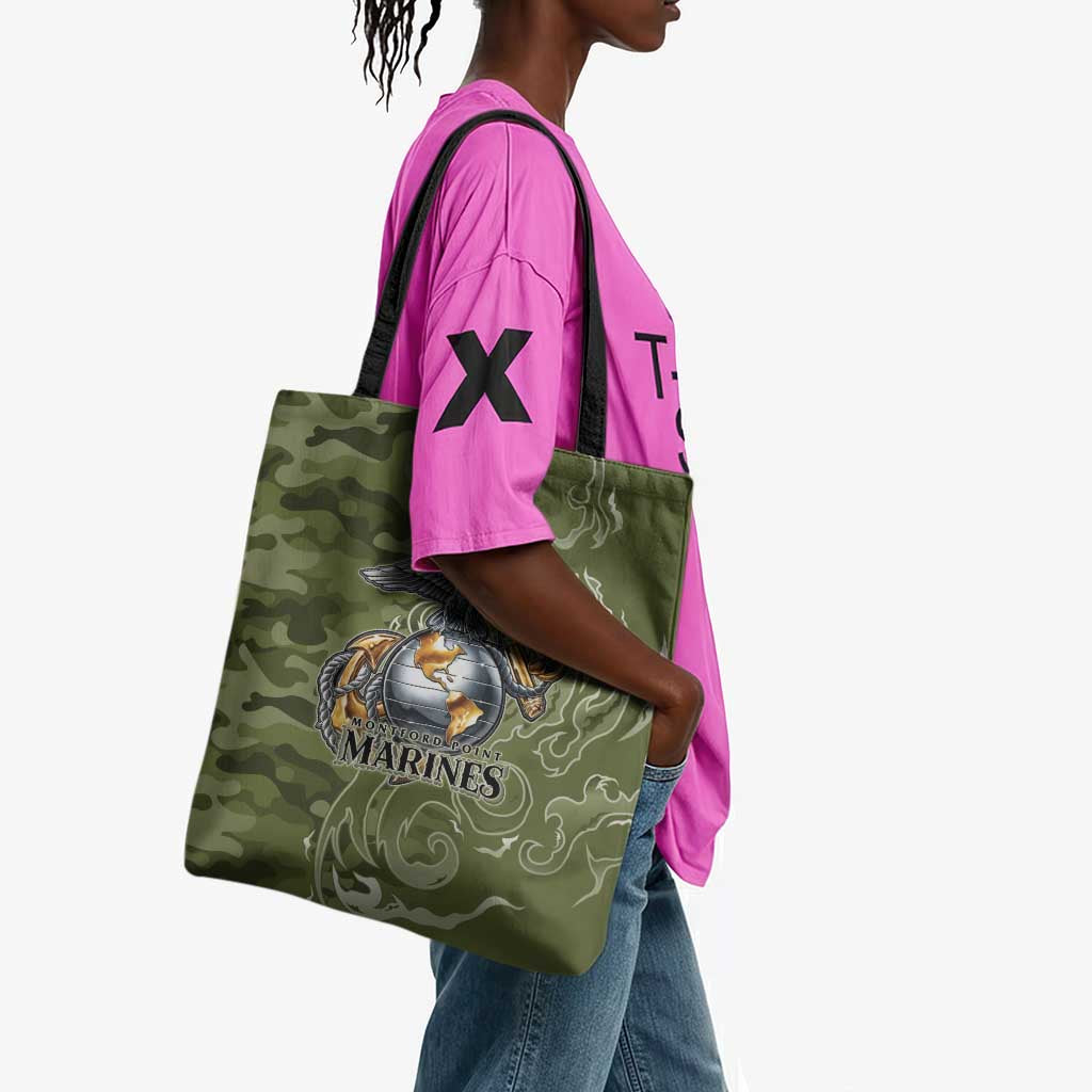 Montford Point Marines Tote Bag Flame Fire Military Green Camo