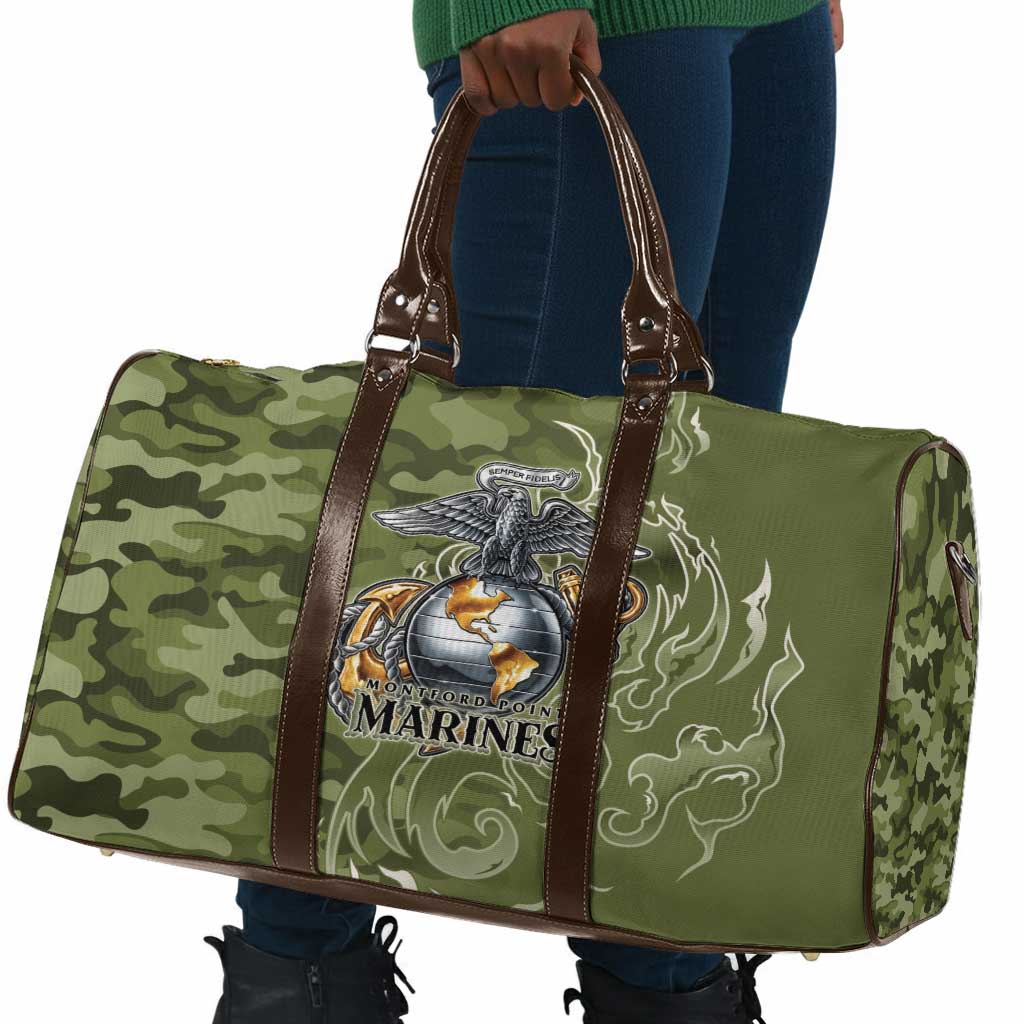 Montford Point Marines Travel Bag Flame Fire Military Green Camo