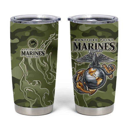 Montford Point Marines Tumbler Cup Flame Fire Military Green Camo