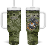 Montford Point Marines Tumbler With Handle Flame Fire Military Green Camo