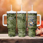 Montford Point Marines Tumbler With Handle Flame Fire Military Green Camo