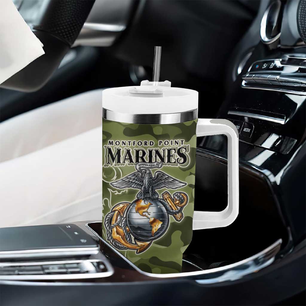 Montford Point Marines Tumbler With Handle Flame Fire Military Green Camo
