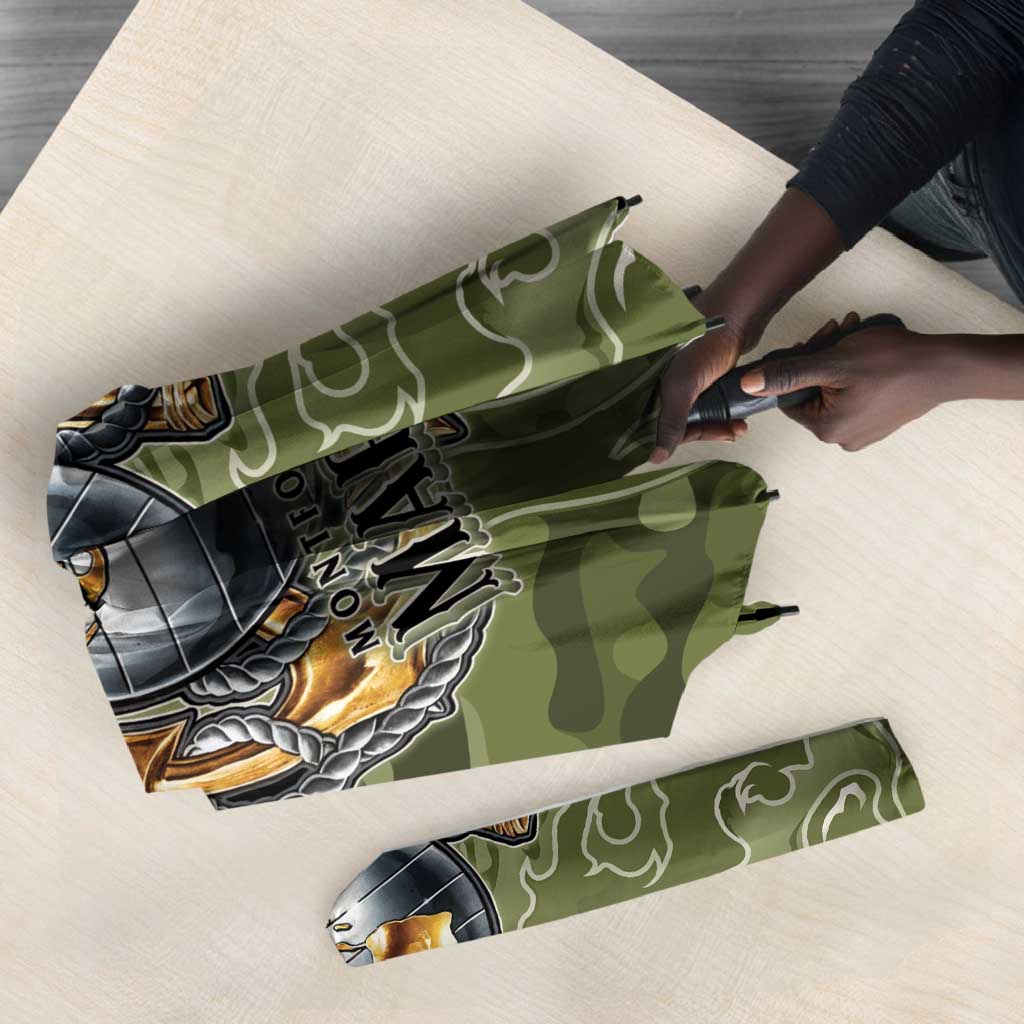 Montford Point Marines Umbrella Flame Fire Military Green Camo