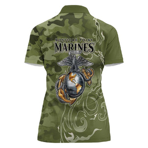 Montford Point Marines Women Polo Shirt Flame Fire Military Green Camo