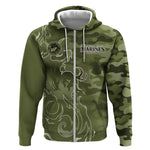 Montford Point Marines Zip Hoodie Flame Fire Military Green Camo