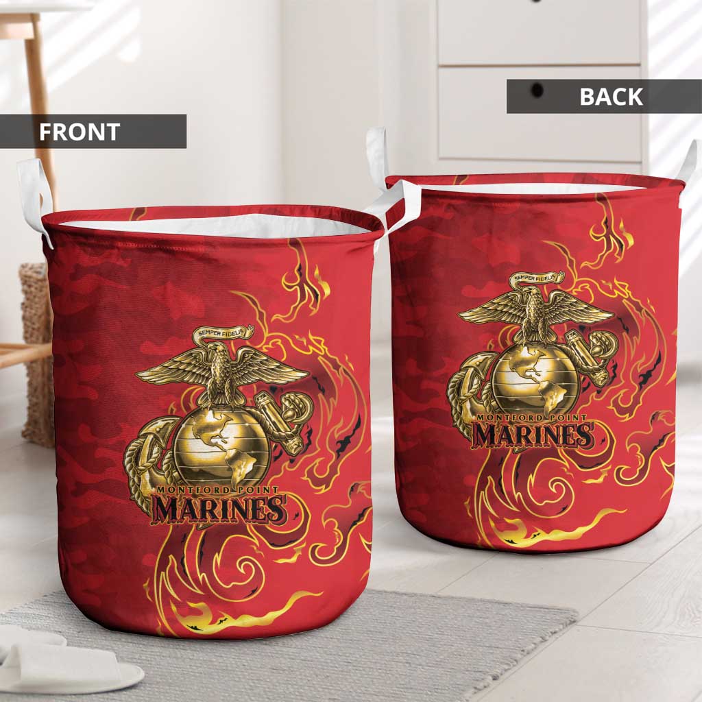 Montford Point Marines Laundry Basket Flame Fire Military Red Camo