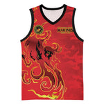 Montford Point Marines Basketball Jersey Flame Fire Military Red Camo
