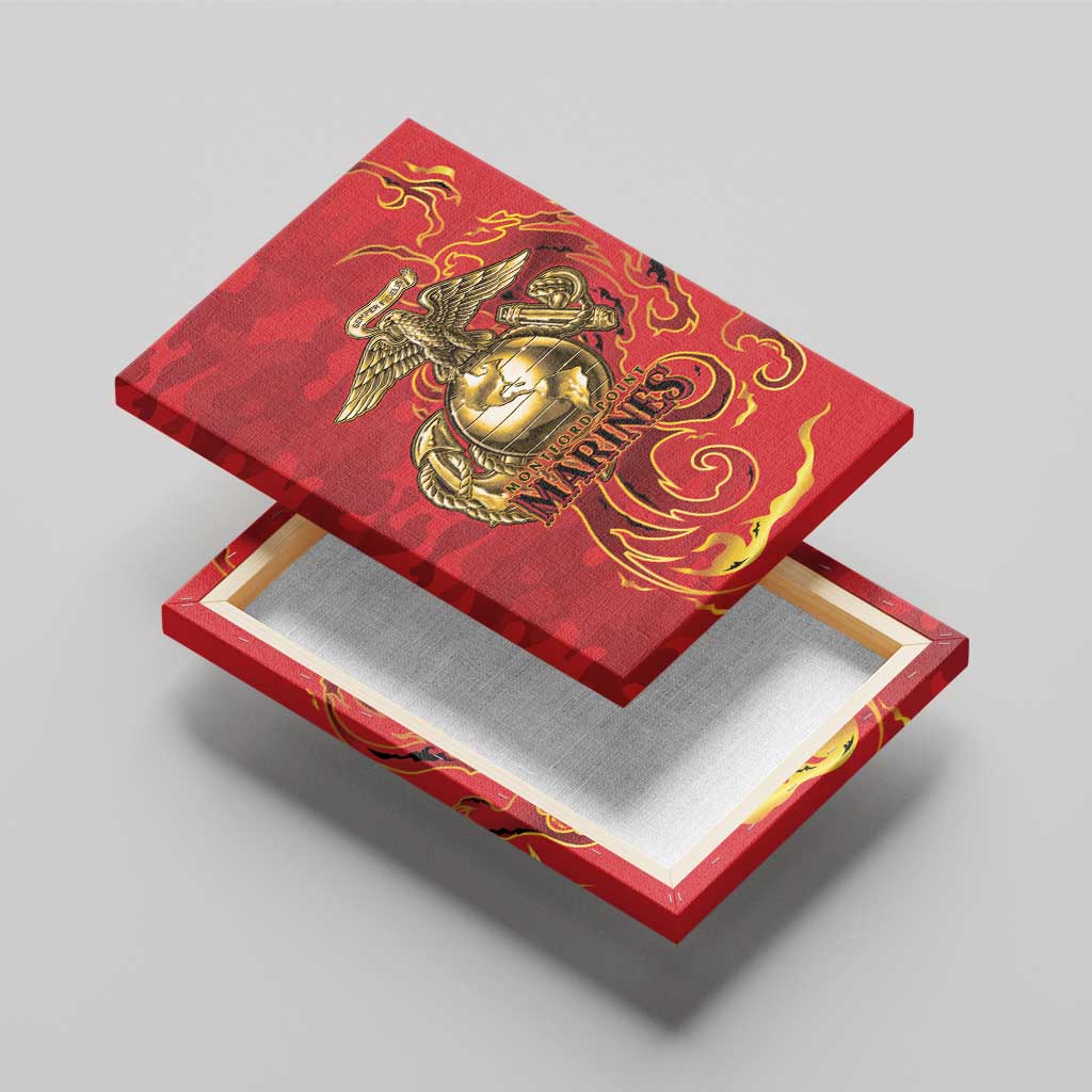 Montford Point Marines Canvas Wall Art Flame Fire Military Red Camo