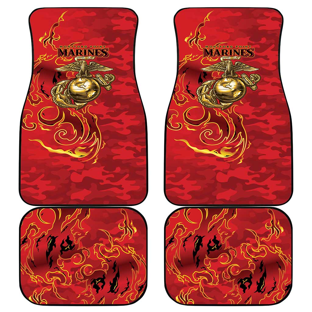 Montford Point Marines Car Mats Flame Fire Military Red Camo