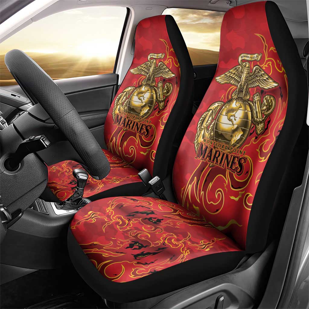 Montford Point Marines Car Seat Cover Flame Fire Military Red Camo