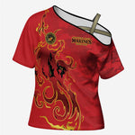 Montford Point Marines Cross Shoulder Shirt Flame Fire Military Red Camo