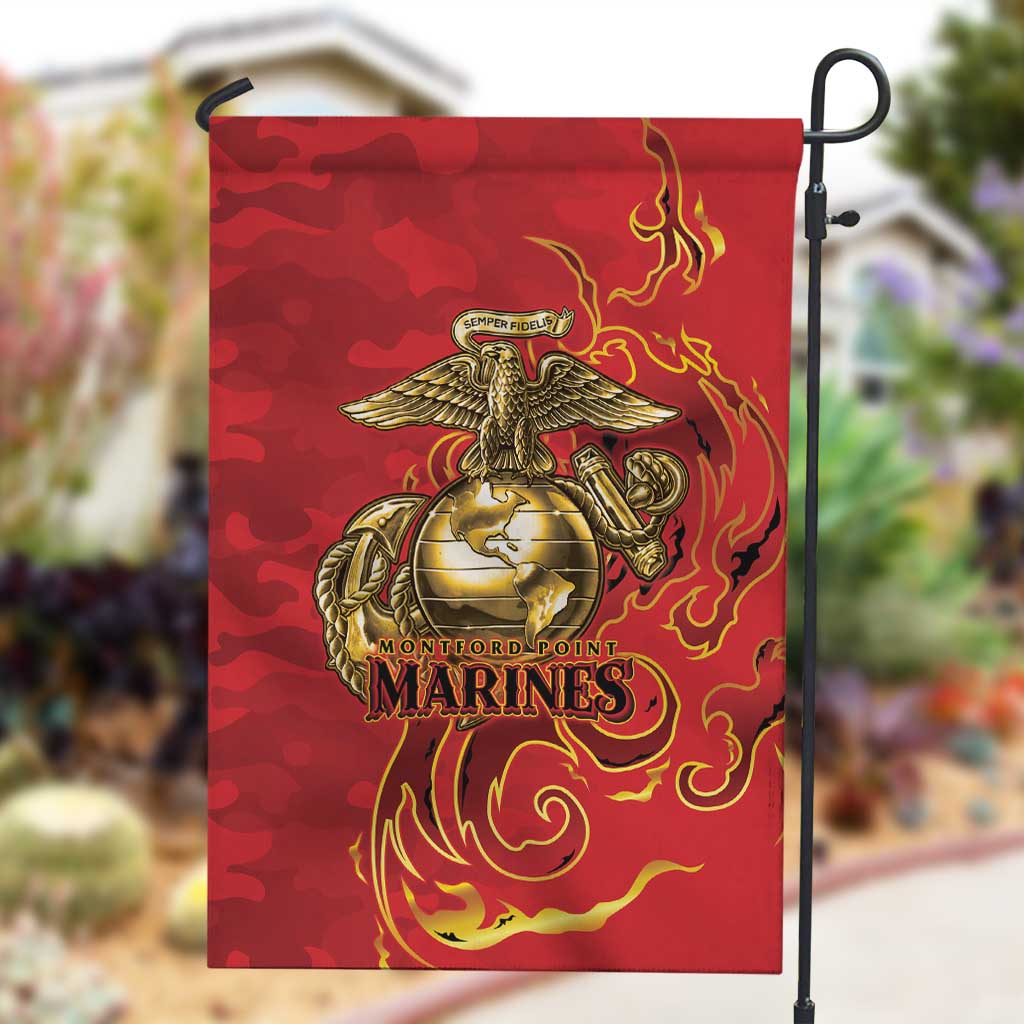 Montford Point Marines Garden Flag Flame Fire Military Red Camo