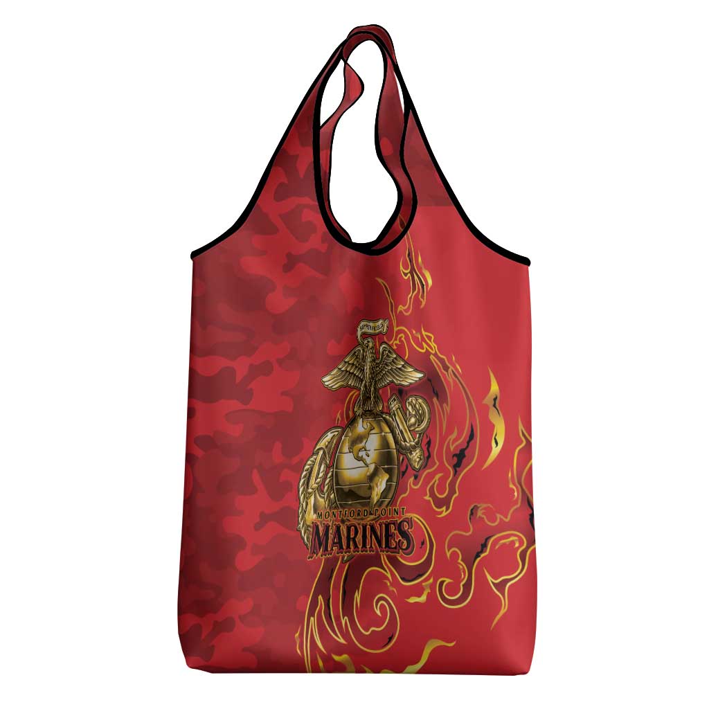 Montford Point Marines Grocery Bag Flame Fire Military Red Camo
