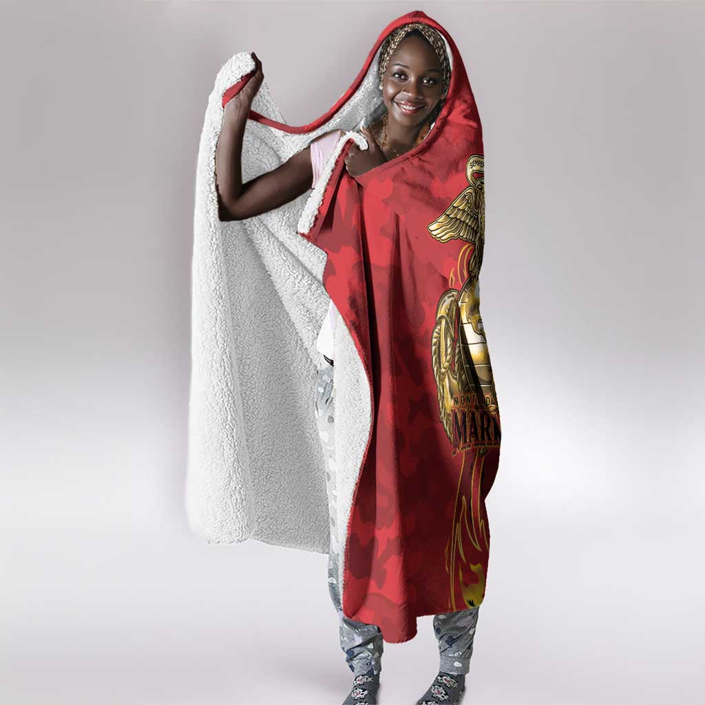 Montford Point Marines Hooded Blanket Flame Fire Military Red Camo