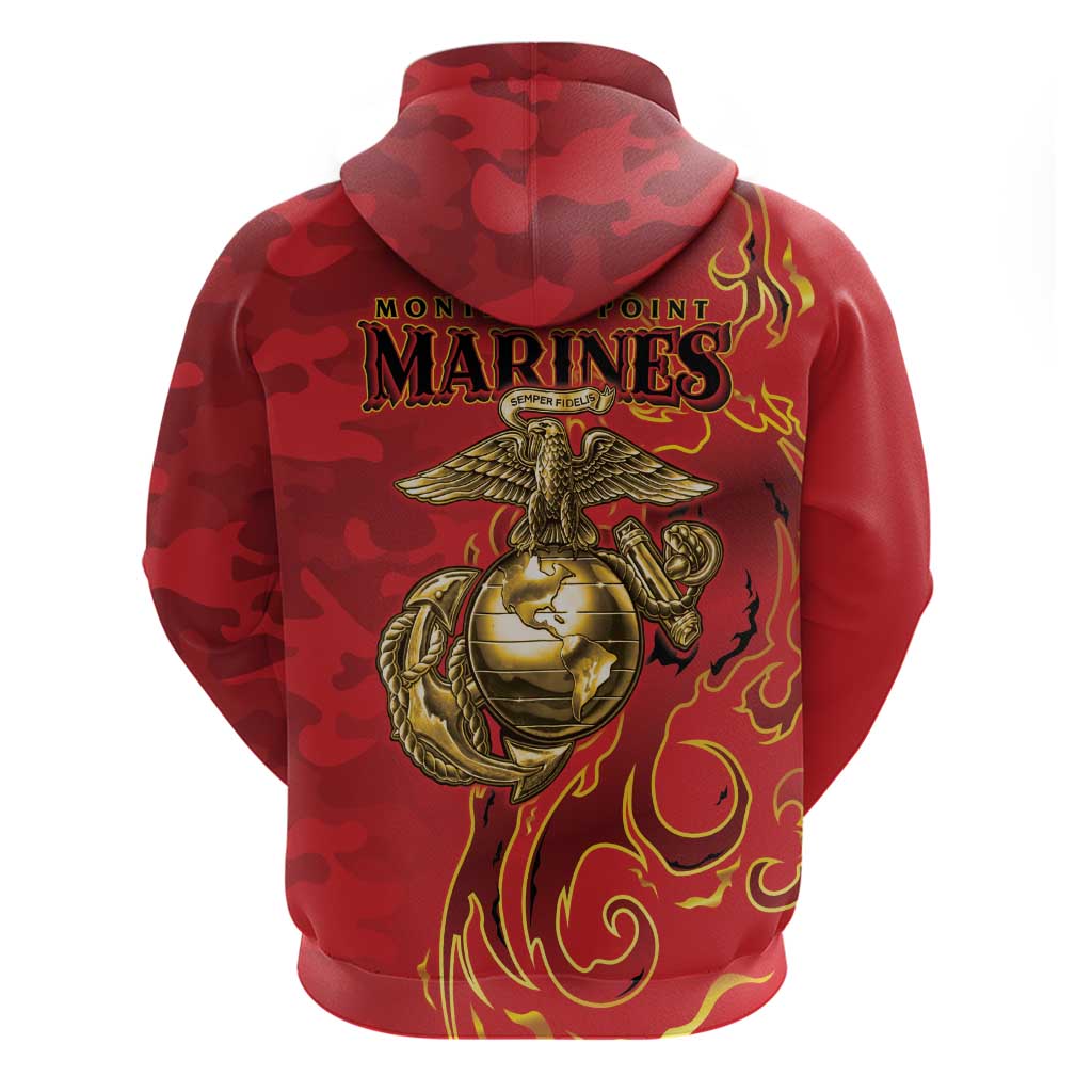 Montford Point Marines Hoodie Flame Fire Military Red Camo