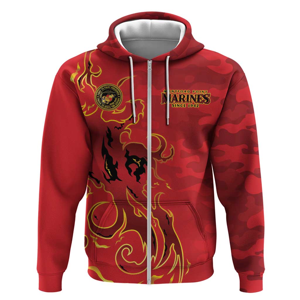 Montford Point Marines Hoodie Flame Fire Military Red Camo