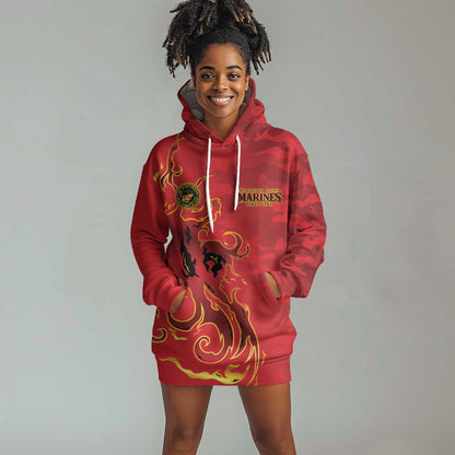 Montford Point Marines Hoodie Dress Flame Fire Military Red Camo