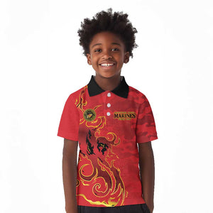 Montford Point Marines Kid Polo Shirt Flame Fire Military Red Camo