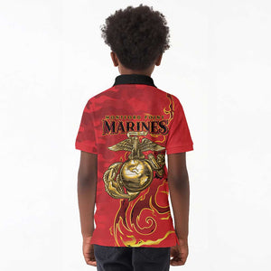 Montford Point Marines Kid Polo Shirt Flame Fire Military Red Camo